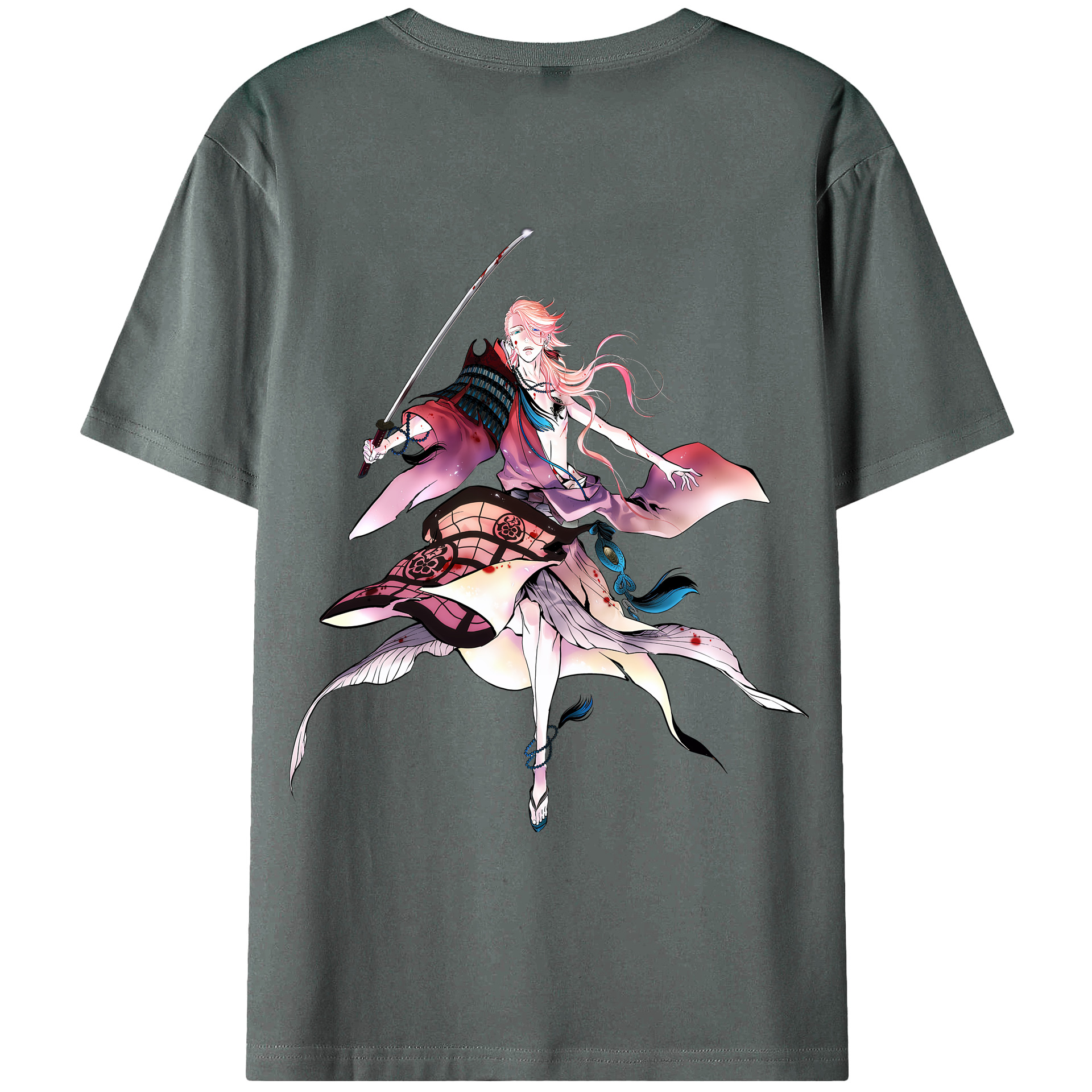 （画像用） 刀剣乱舞 Touken Ranbu 綿100％ メンズ半袖Tシャツ（バックプリント） 通気性